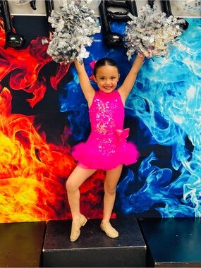 Bright Hot Pink Sequin Tutu Dance Costume with Bow